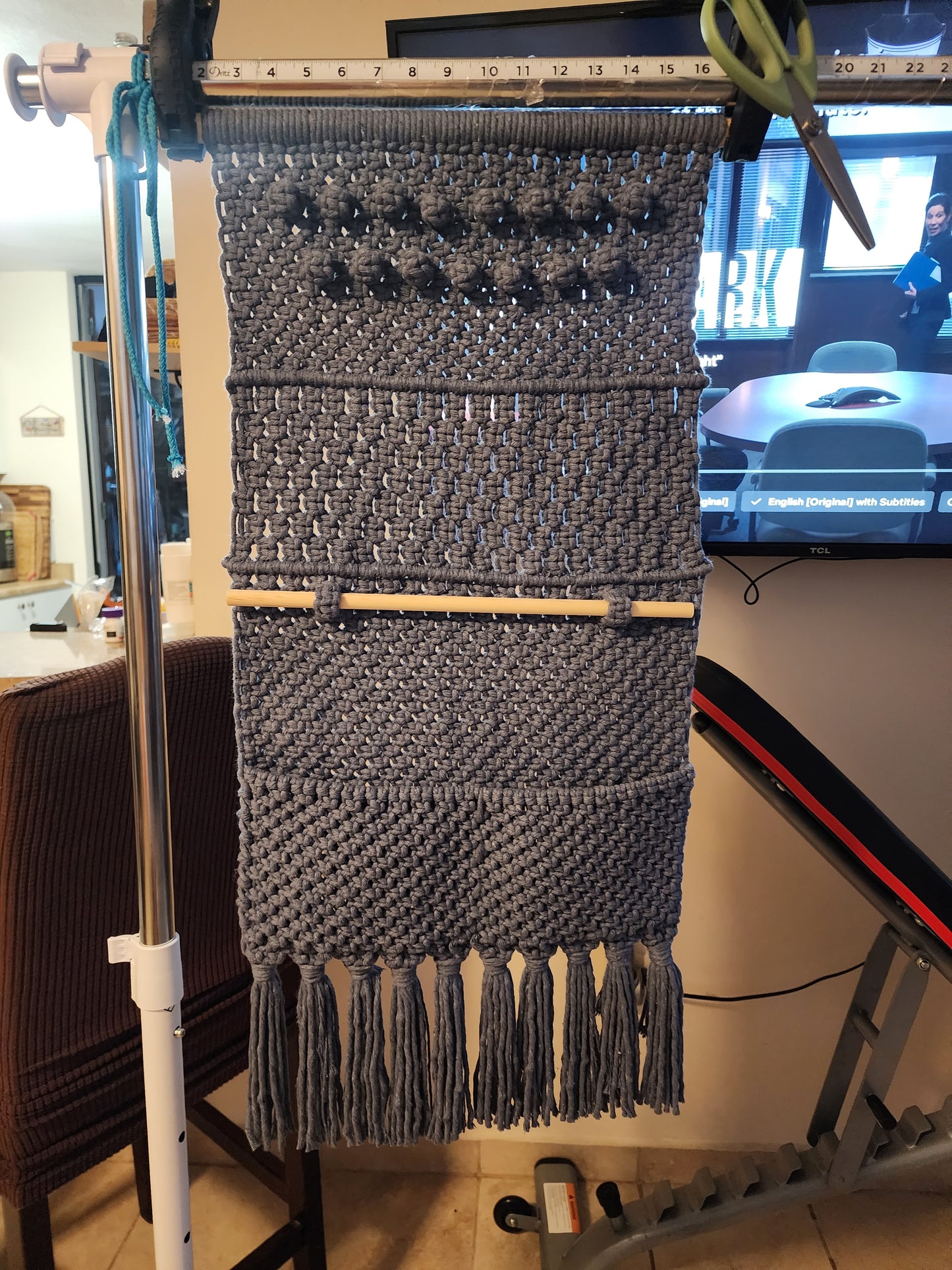 Macrame jewelry organizer