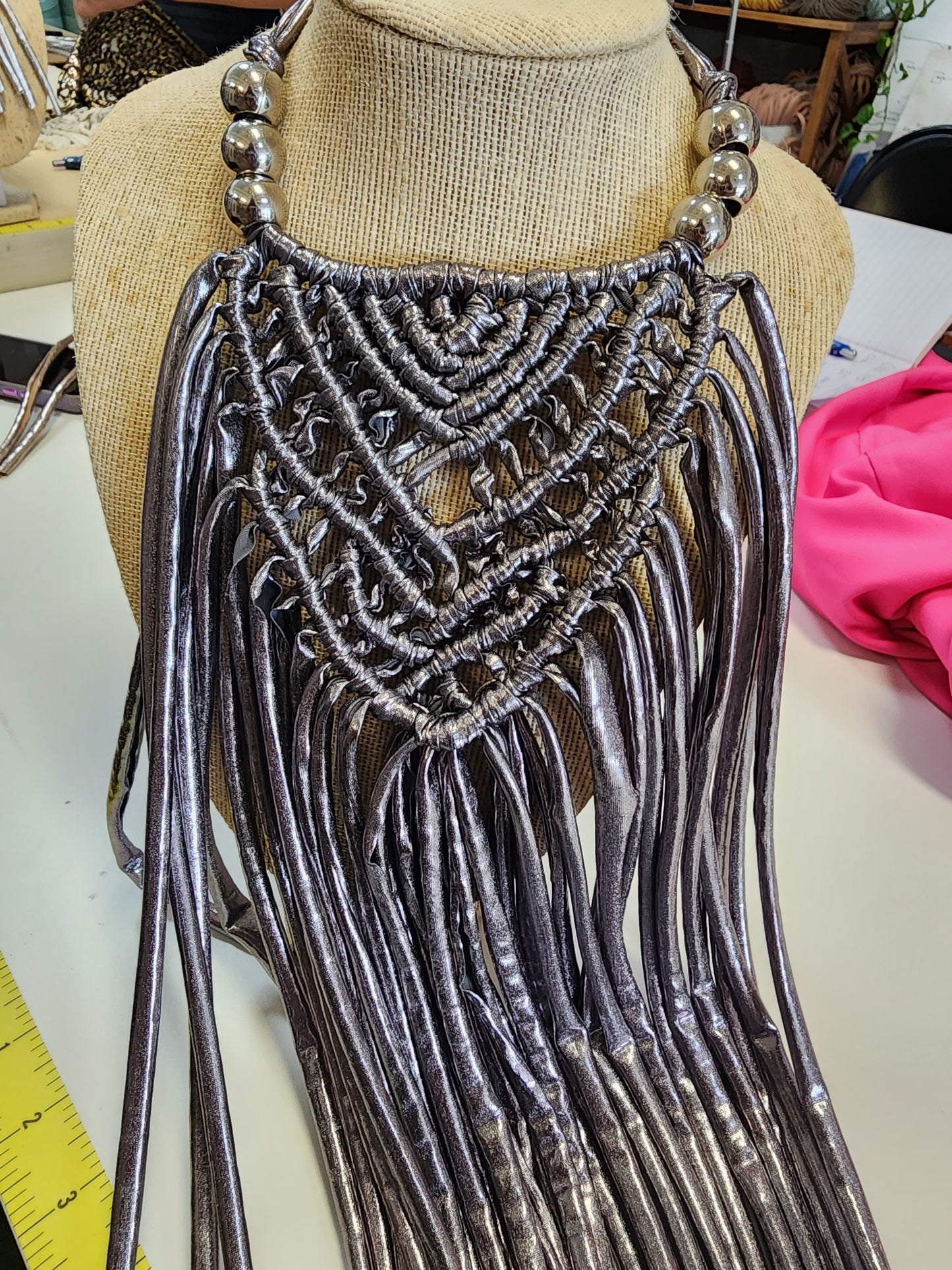 Macrame long necklace