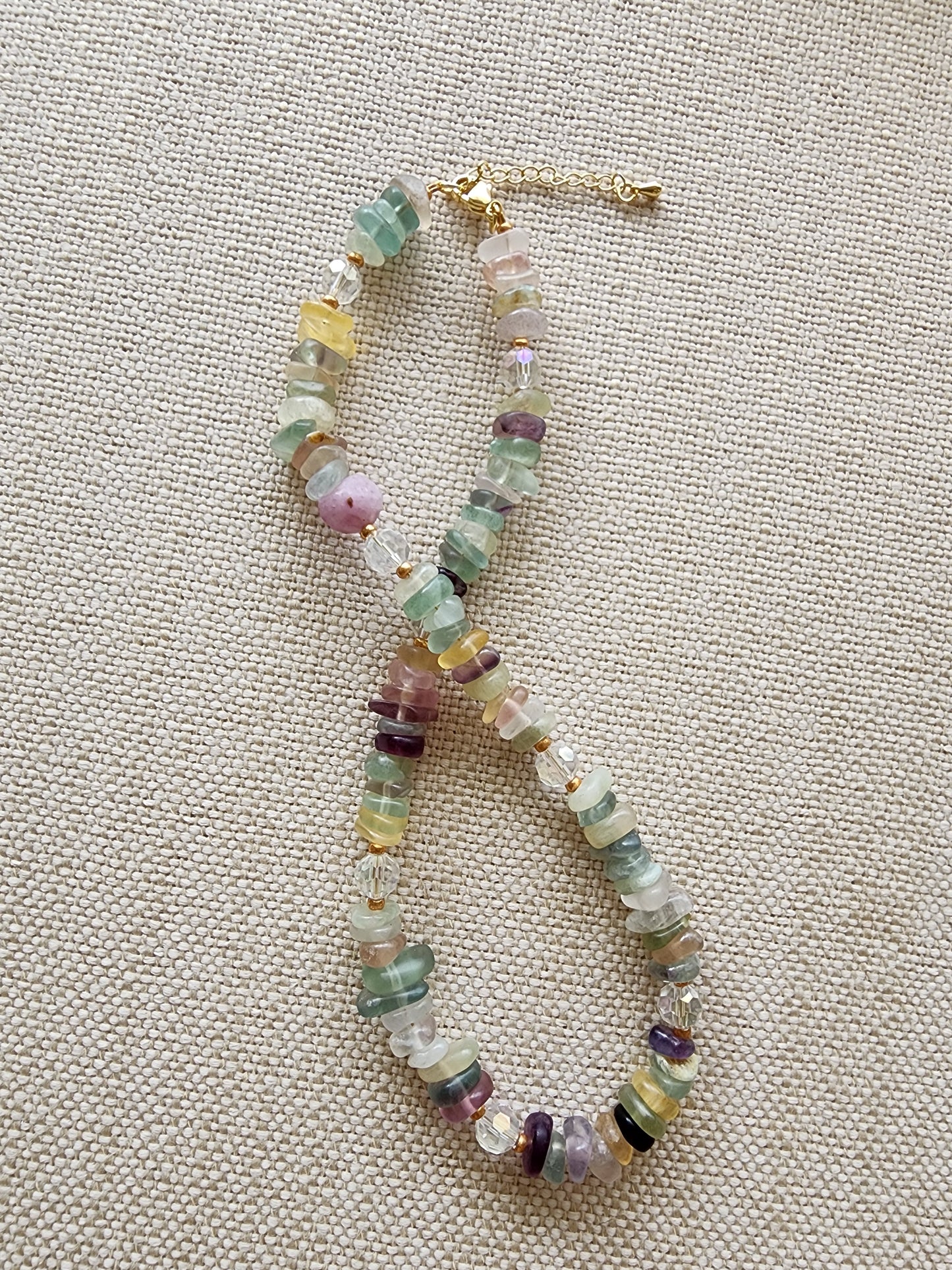 Fluorite chips adjustable necklace