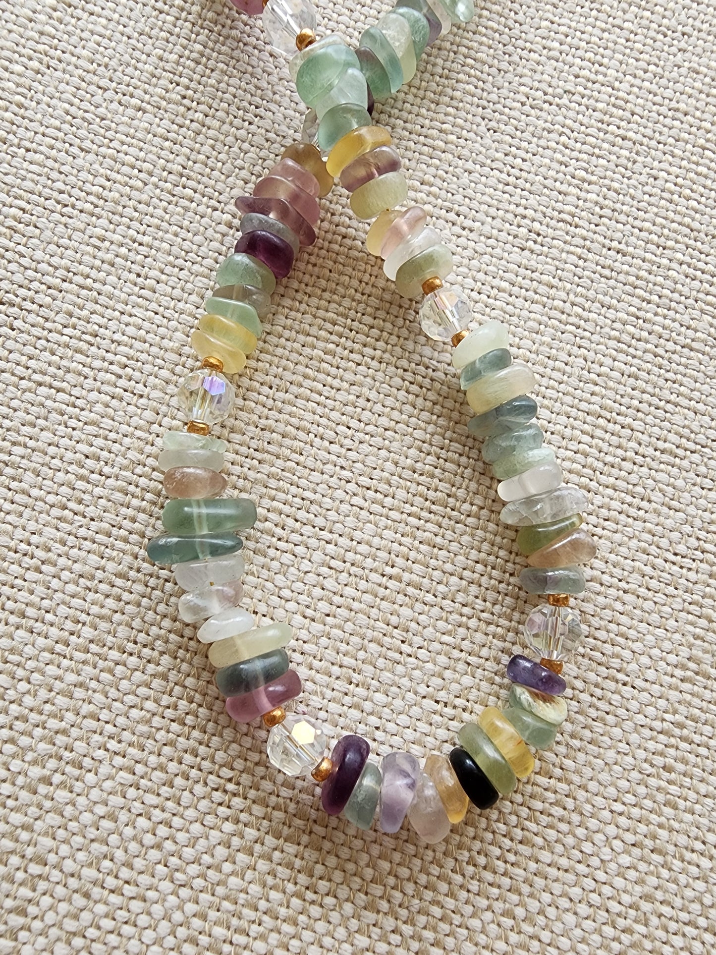 Fluorite chips adjustable necklace