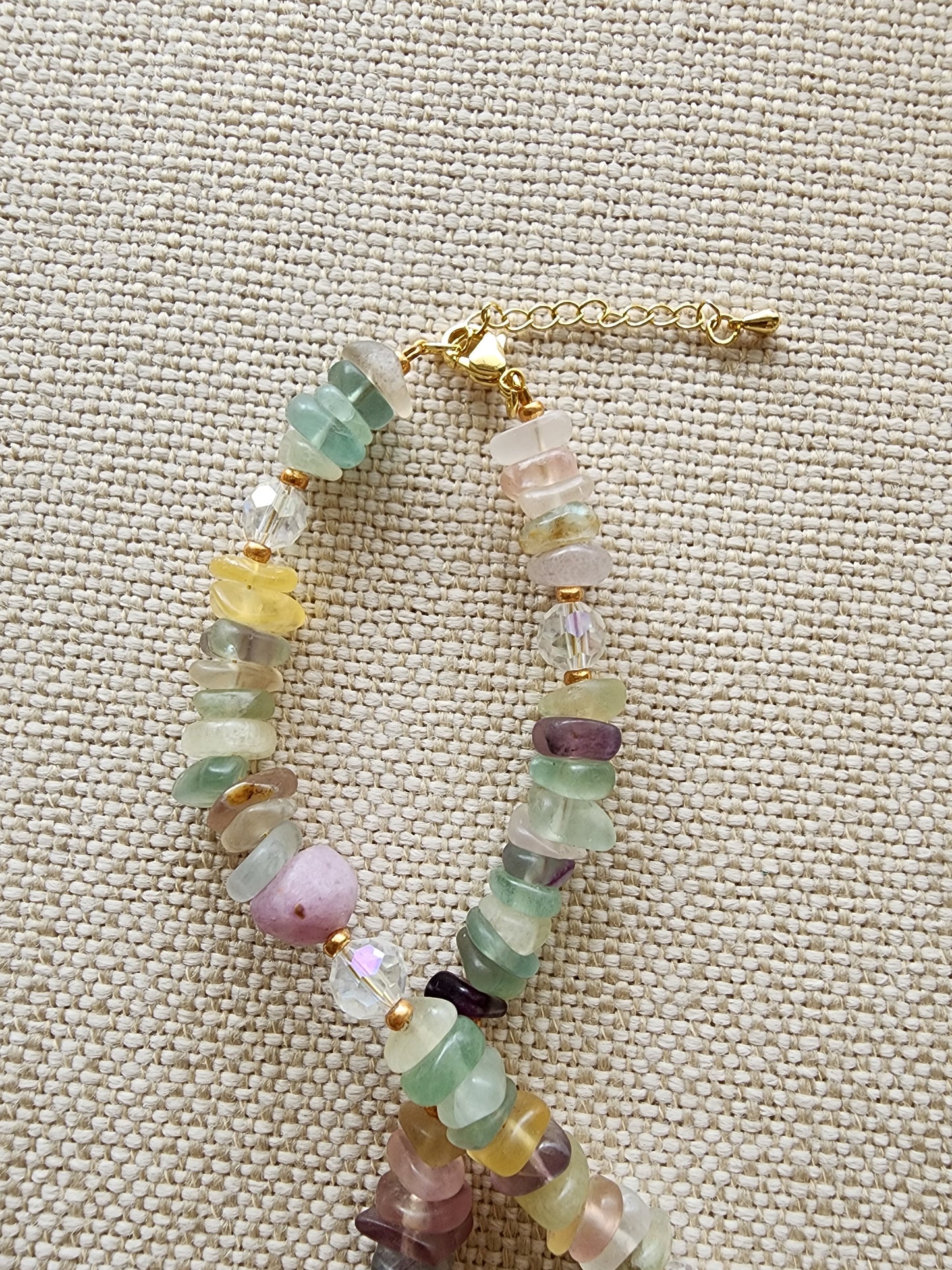 Fluorite chips adjustable necklace