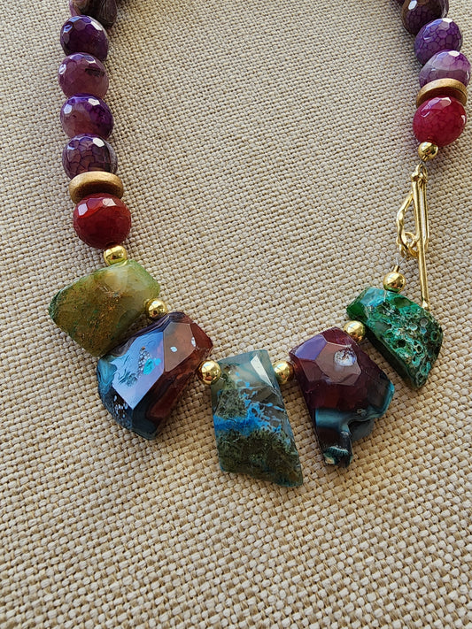 Agate and Jade statement necklace